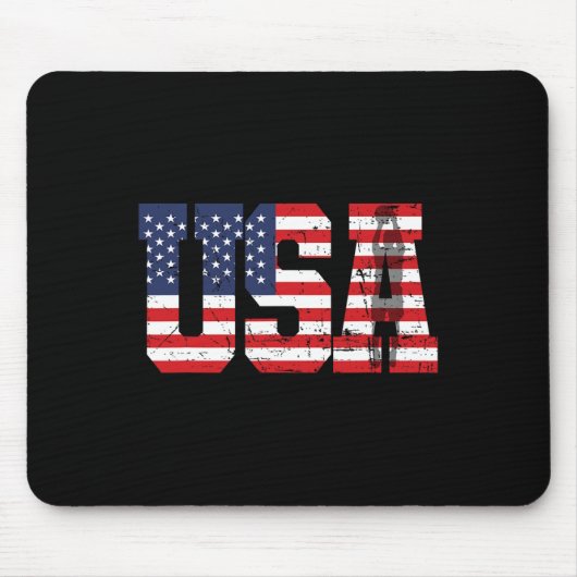 Retro Sketll Player Silhouette American Flag Usa  Mousepad (Vorne)