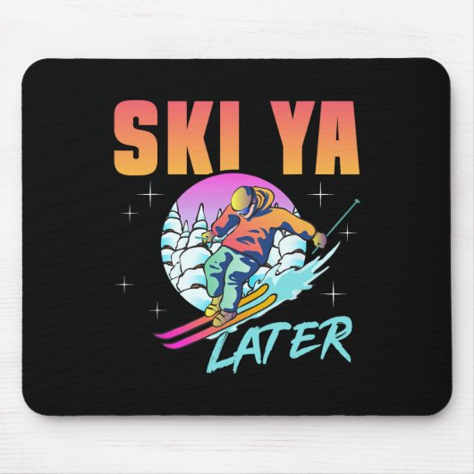Retro Ski 90er 80er Skiausrüstung Skipass Ya Späte Mousepad (Vorne)