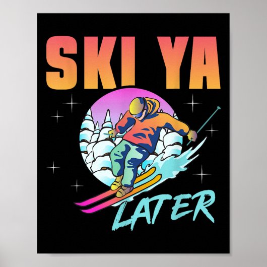 Retro Ski 90er 80er Skiausrüstung Skipass Ya Späte Poster (Vorne)