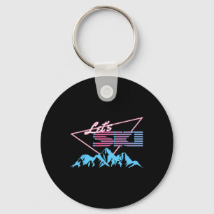 Retro-Ski-Berge 80er-Skigebiet Vintage-Ski Schlüsselanhänger