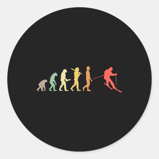 Retro-Ski-Evolution Geschenk für Skifahrer Runder Aufkleber (Vorderseite)