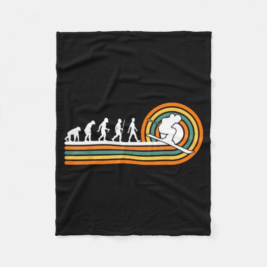 Retro-Ski-Evolution - Skisportliebhaber Fleecedecke (Vorderseite)