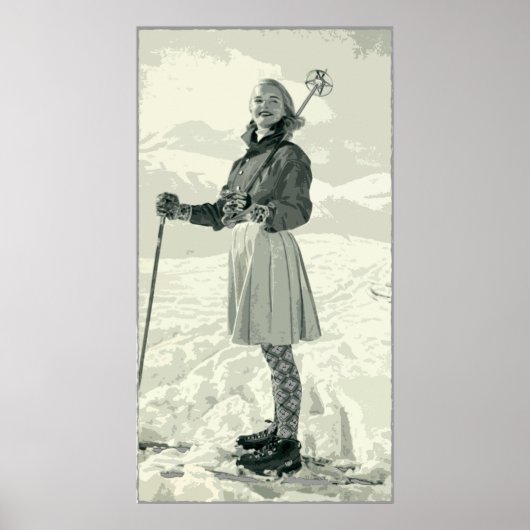 RETRO SKI GIRL SPORT POSTER (Vorne)