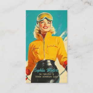 Retro-Ski-Glamour Vintage-Winter-Abenteuer Visitenkarte
