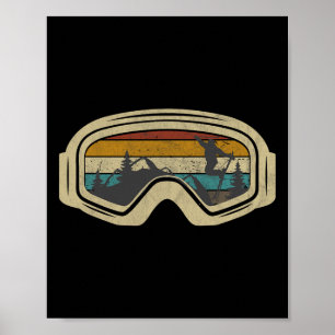 Retro Ski Goggles Berg Schnee Winterurlaub SKK Poster