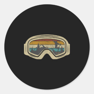 Retro Ski Goggles Berg Schnee Winterurlaub SKK Runder Aufkleber