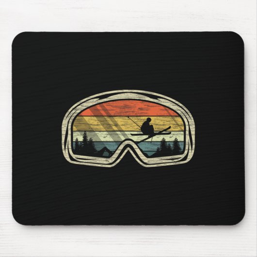 Retro Ski Goggles Mountain Snow Winter Sportgesche Mousepad (Vorne)