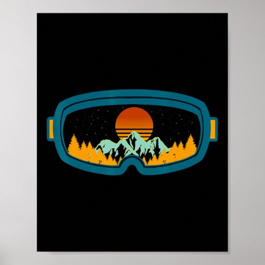 Retro Ski Goggles Ski Ski Snowboard Wintermeer Poster (Vorne)