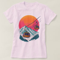 Retro-Ski-Gondel-Sonnenuntergang - 80er-Jahre-Ski-