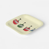 Retro Ski Gondola Lift Skifahrer Creme Pappteller (Gewinkelt)