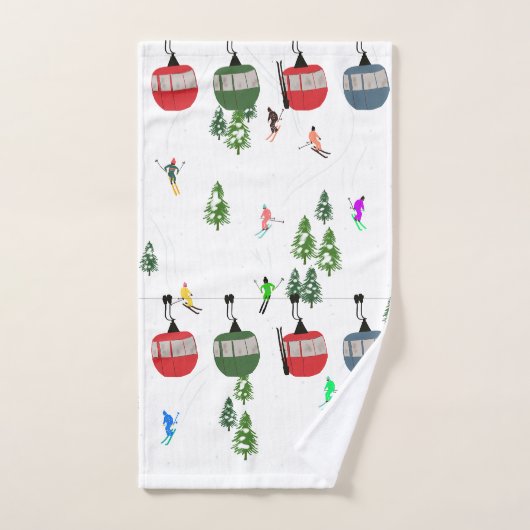 Retro Ski Illustration Handtuch (Handtuch)