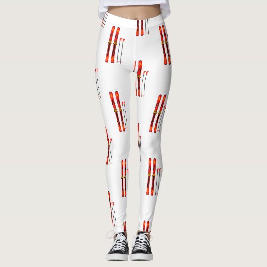 Retro-Ski-Muster Leggings (Vorderseite)