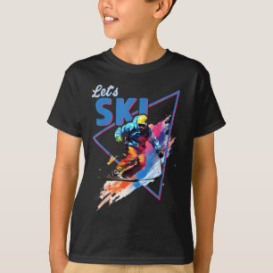 Retro-Ski-Pulver Vintage-Ski-Farbe Shred-Design T-Shirt