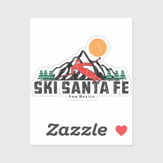 Retro Ski Santa Fe Aufkleber (Blatt)