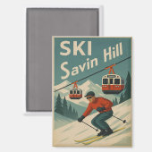 Retro Ski Savin Hill Magnet (Vorderseite/Rückseite)