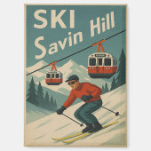 Retro Ski Savin Hill Magnet (Vorderseite)