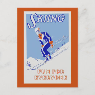 Retro-Ski-Spaß für jeden Postkarte