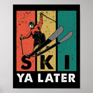 Retro-Ski-Tschüss später Vintage-Skifahrer Skispor Poster