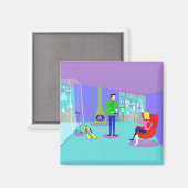 Retro Ski Vacacation Magnet (Vorderseite/Rückseite)