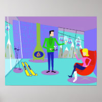 Retro Ski Vacacation Poster