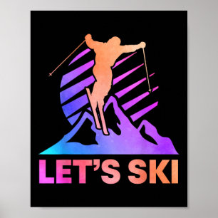 Retro Ski Vintag 80er 90s Skiausrüstung Poster