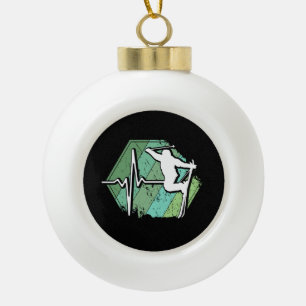 Retro-Ski-Vintage 80er 90er Keramik Kugel-Ornament