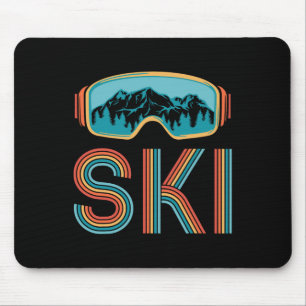 Retro-Ski Vintage 80er 90er Wintersport Skifahren Mousepad