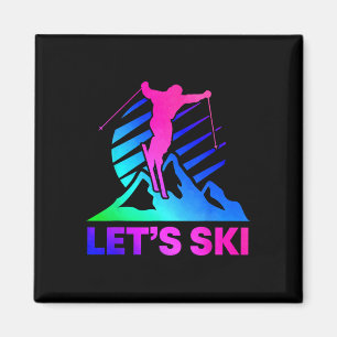 Retro-Ski-Vintage-Outfit 80er 90er Skifahren _4 Magnet