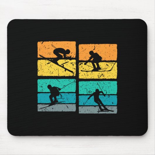 Retro-Skiausrüstung für Skifahrer Mousepad (Vorne)