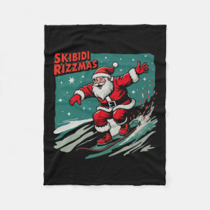 Retro Skibidi Rizzmas Funny Santa Clause Skaten B Fleecedecke