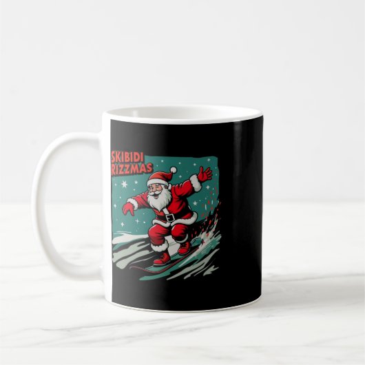 Retro Skibidi Rizzmas Funny Santa Clause Skaten B Kaffeetasse (Links)