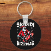 Retro Skibidi Rizzmas Funny Santa Clause Skating B Schlüsselanhänger (Vorderseite)