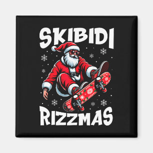 Retro Skibidi Rizzmas Lustiger Weihnachtsmann Skat Magnet