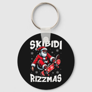 Retro Skibidi Rizzmas Lustiger Weihnachtsmann Skat Schlüsselanhänger