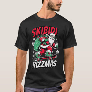 Retro Skibidi Rizzmas Santa Clause Skaten Board T-Shirt