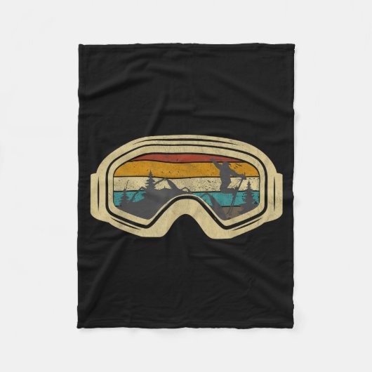 Retro-Skibrille Berg Schnee Winterurlaub Fleecedecke (Vorderseite)