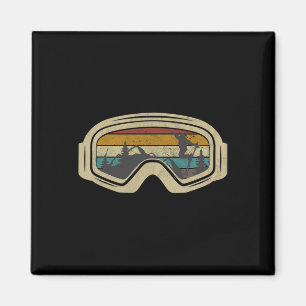 Retro-Skibrille Berg Schnee Winterurlaub Skifahren Magnet