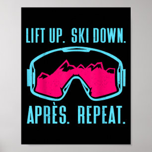 Retro-Skibrille Vintage 80er 90er Skiausrüstung Poster