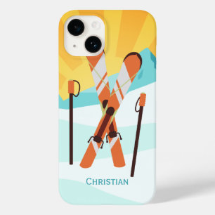 Retro Skidesign mit verschneiten Landschaften Case-Mate iPhone Hülle