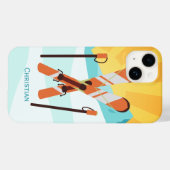 Retro Skidesign mit verschneiten Landschaften Case-Mate iPhone Hülle (Rückseite (Horizontal))