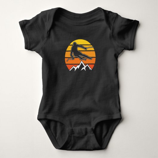Retro Skifahren Baby Strampler (Vorderseite)