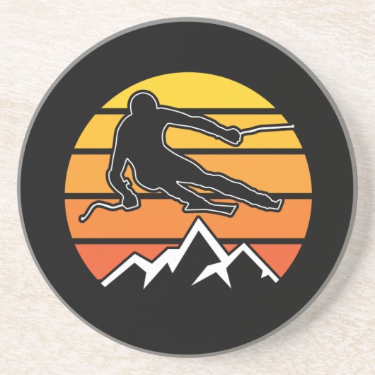 Retro Skifahren Getränkeuntersetzer (Vorne)