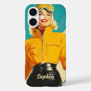 Retro Skifahren Glamour Vintag Winterabenteuer iPhone 16 Hülle
