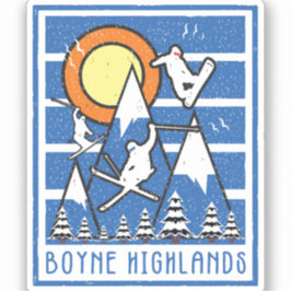 Retro Skifahren im Boyne Highlands Mountain Aufkleber