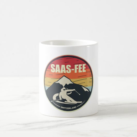 Retro Skifahren Saas-Fee Schweiz Ski Kaffeetasse (Mittel)