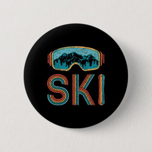 Retro Skifahren Shirt für Männer Frauen Vintages S Button