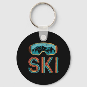 Retro Skifahren Shirt für Männer Frauen Vintages S Schlüsselanhänger