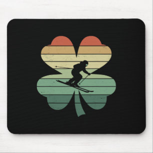 Retro-Skifahren Ski Shamrock Patricks Day Damen He Mousepad