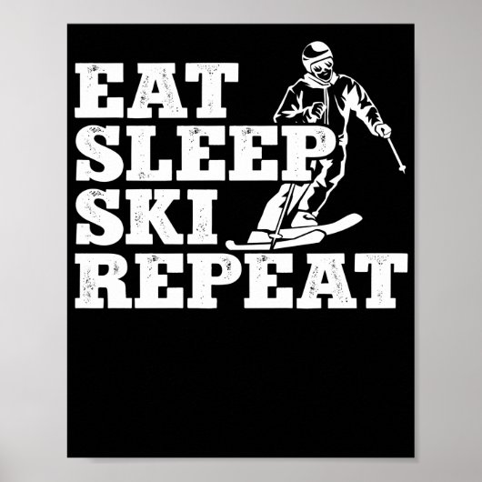 Retro Skifahren Sleep Ski Wiederholung Skifahrer W Poster (Vorne)