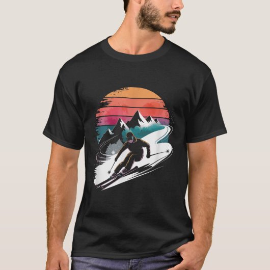 Retro-Skifahren T-Shirt (Vorderseite)
